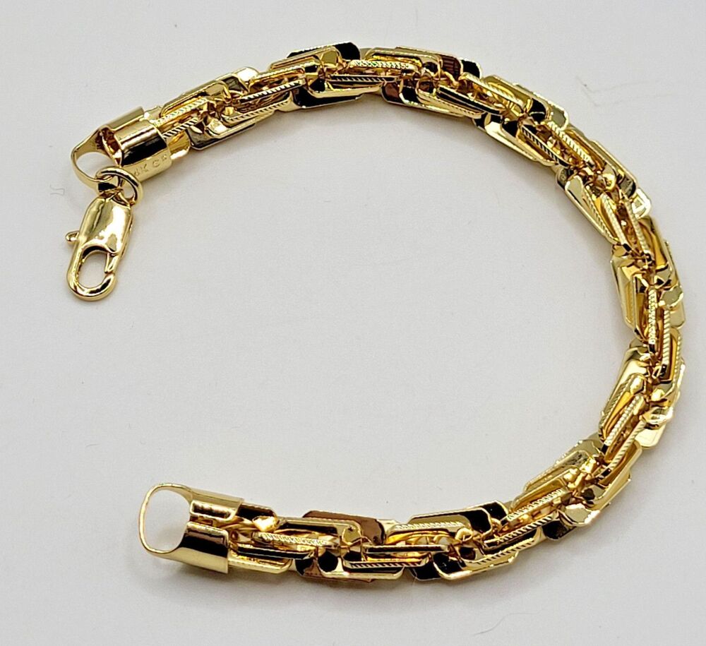 14K Gold Filled Figaro Link Bracelet Chunky 8.25in ITALY Men's